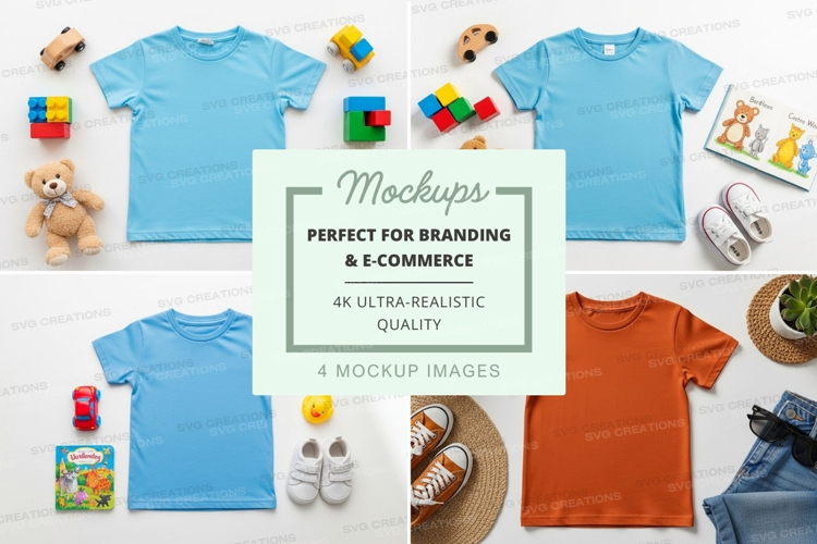 Mockup of children's clothing and accessories