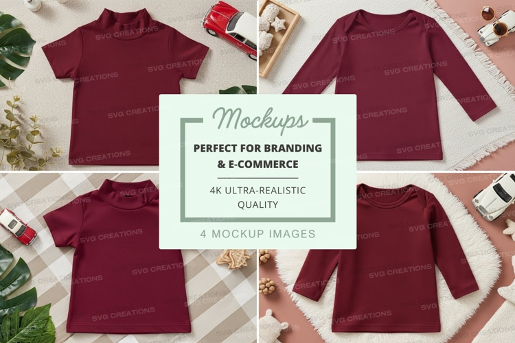 Mockup collection of maroon tops