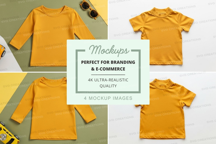 Mockup collection of yellow t-shirts