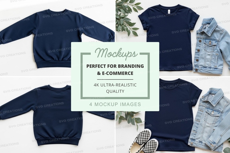 Mockup: navy blue casual outfit with denim jacket