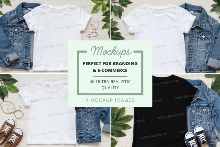 Mockup: casual outfit with t-shirts and denim jackets