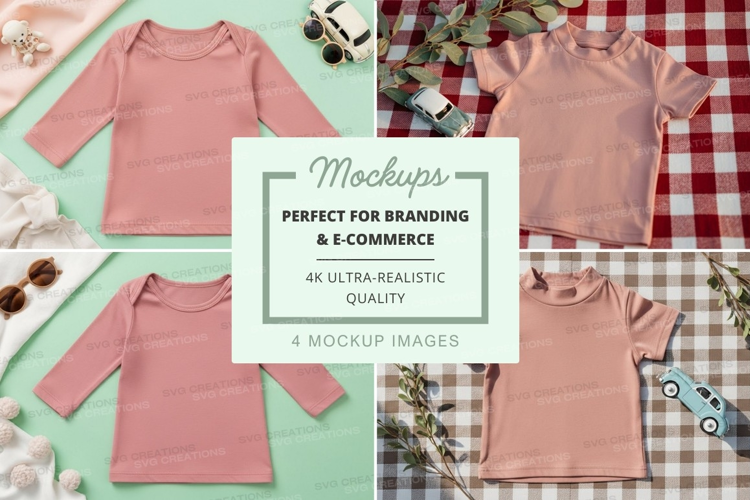 Mockup: pastel pink long-sleeve baby t-shirts