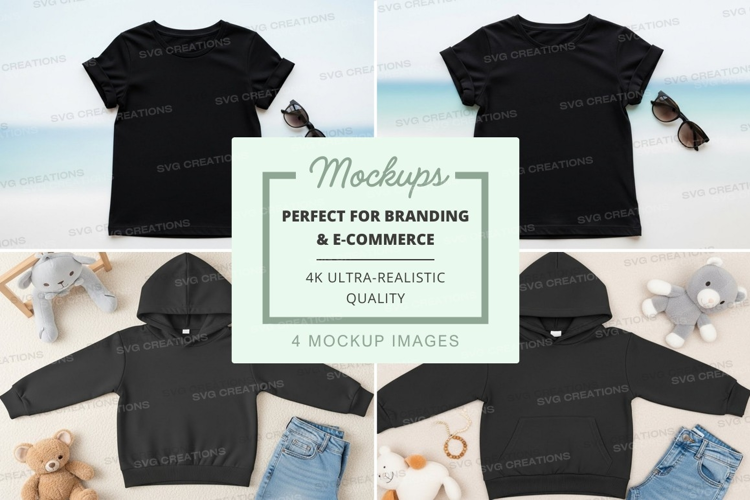 Mockup: beach themed kids' clothing collection