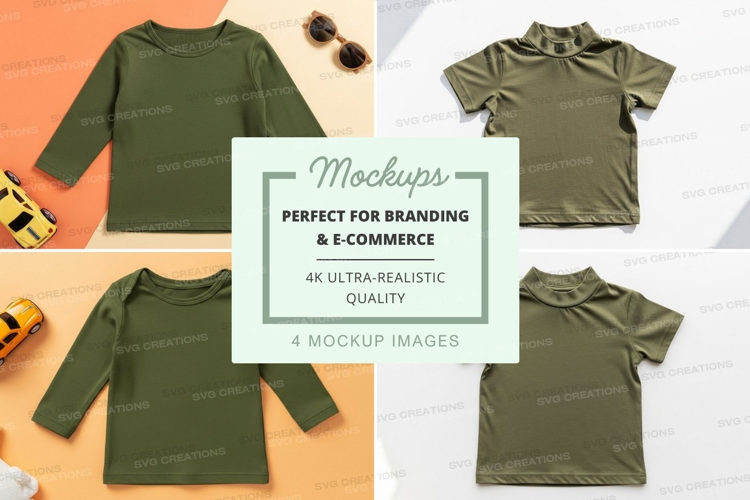 Mockup collection of olive green tops
