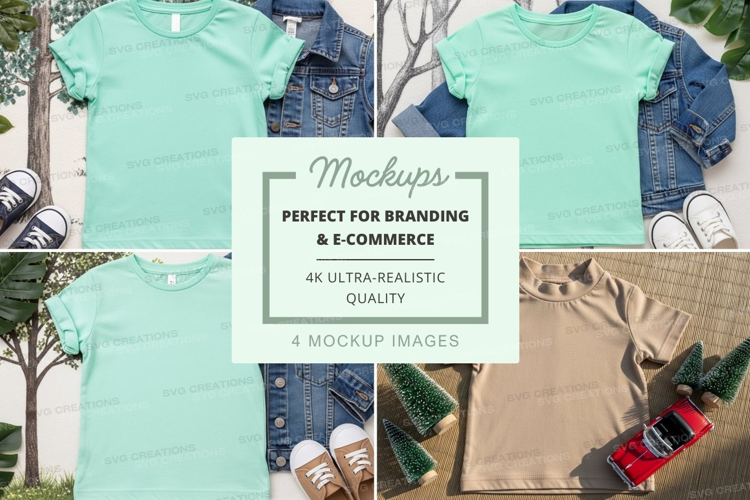 Mockup: casual summer outfits with t-shirts and denim jacket