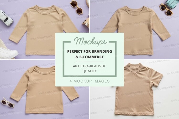 Mockup collection of beige t-shirts example image 1