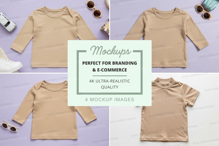 Mockup collection of beige t-shirts
