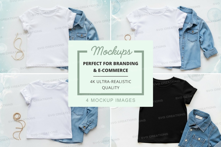 Mockup: casual t-shirt and denim jacket outfits