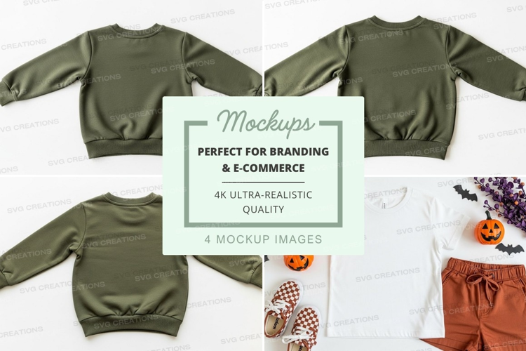 Mockup: kids' halloween sweatshirts and outfits
