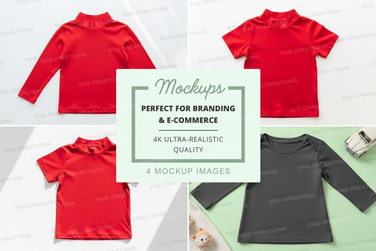 Mockup: collection of long sleeve and short sleeve t-shirts