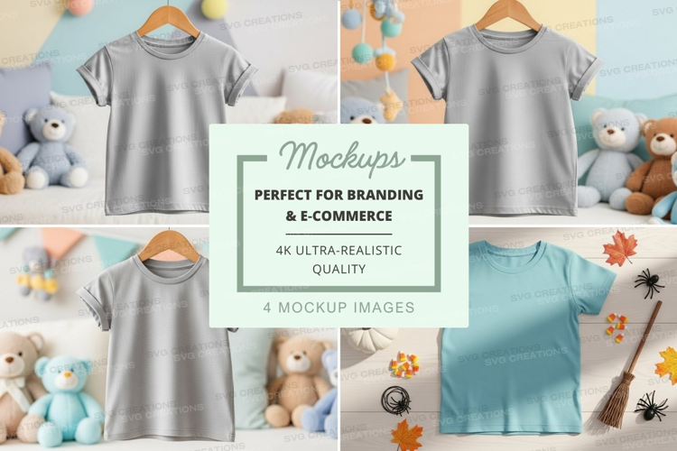 Mockup: children's t-shirts with stuffed animals