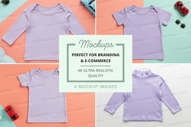 Mockup: collection of baby clothing items