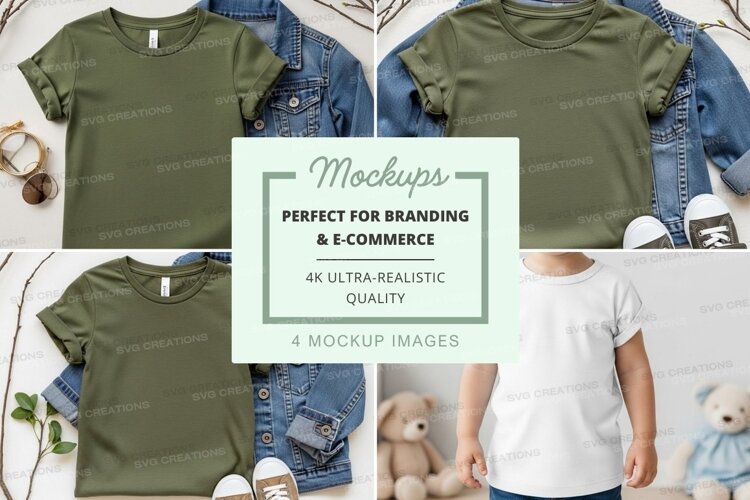 Mockup: kids' t-shirts and denim jackets example image 1