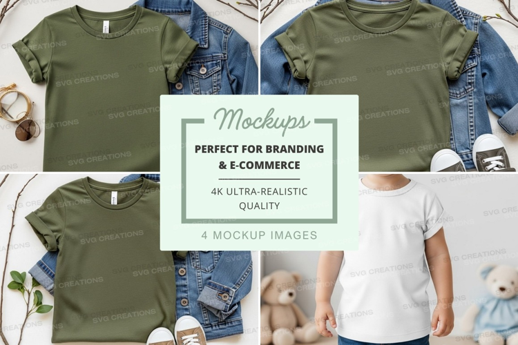 Mockup: kids' t-shirts and denim jackets