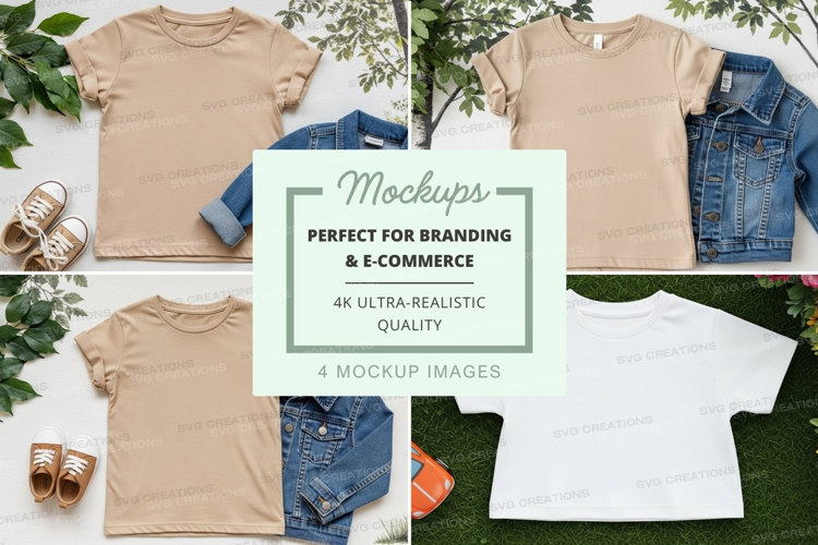 Mockup: casual summer outfit with t-shirts and denim jackets