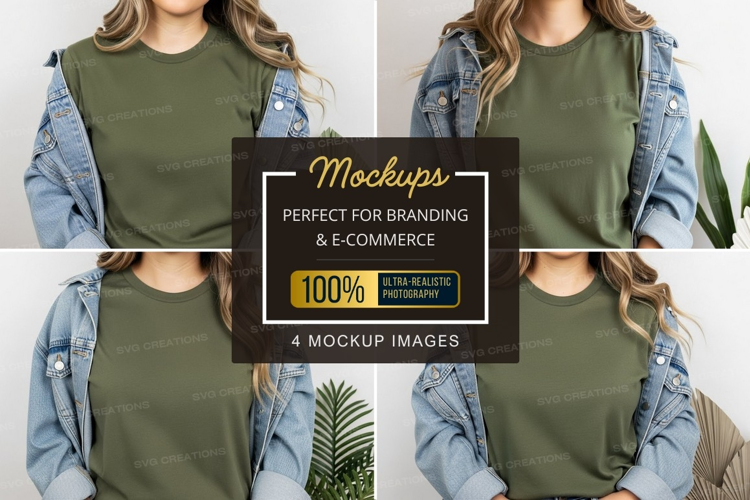Casual olive green t-shirt mockup