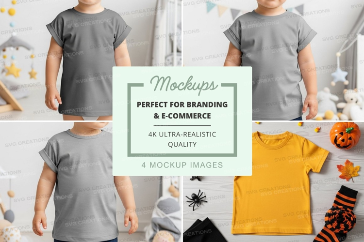 Mockup: kids' t-shirts display