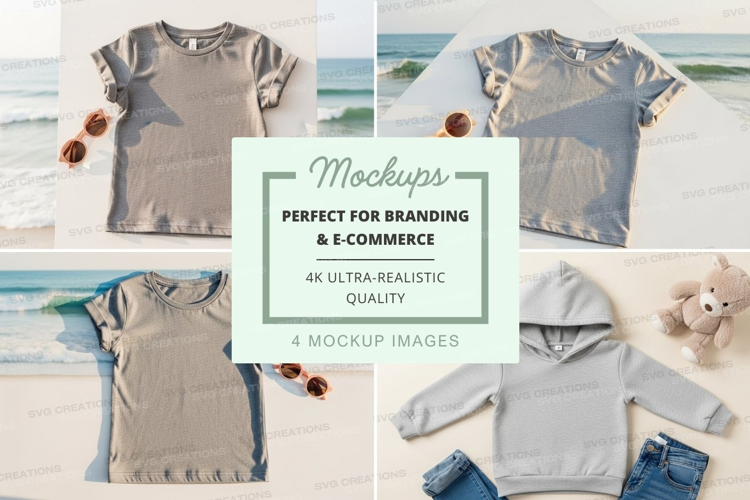 Mockup: beach themed kids' clothing collection