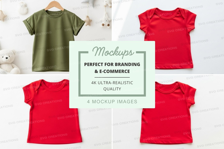 Mockup collection of baby t-shirts