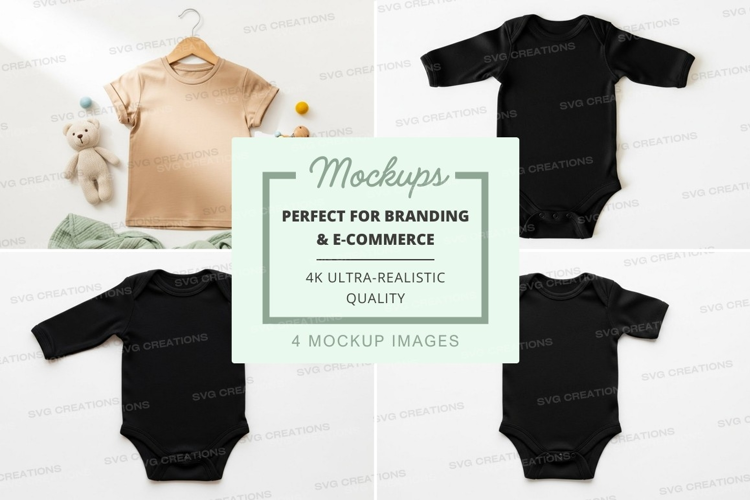 Mockup collection of baby onesies