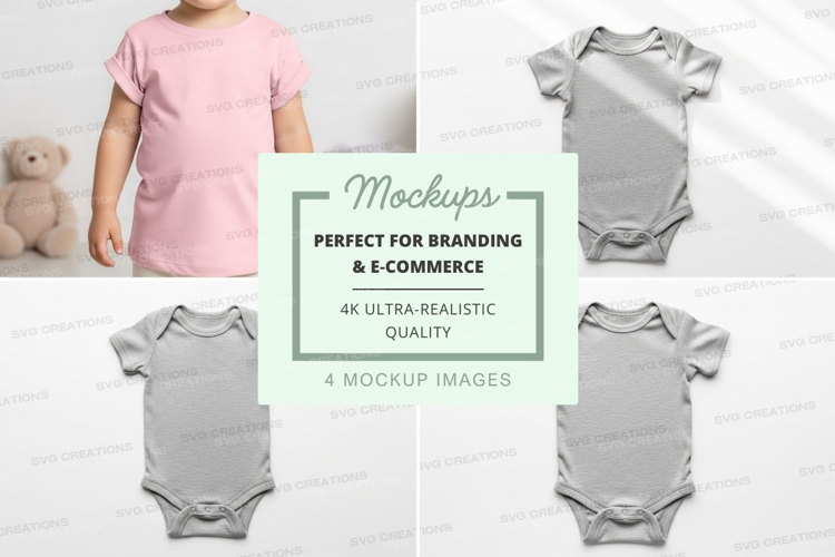 Mockup of baby clothing items