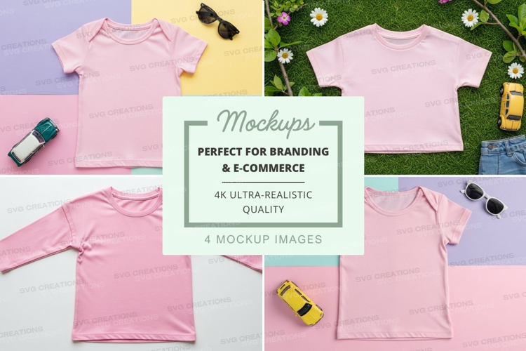 Mockup of pink baby t-shirts