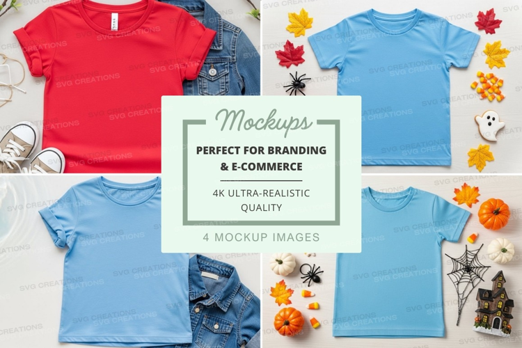 Mockup: kids' t-shirts with autumn themes