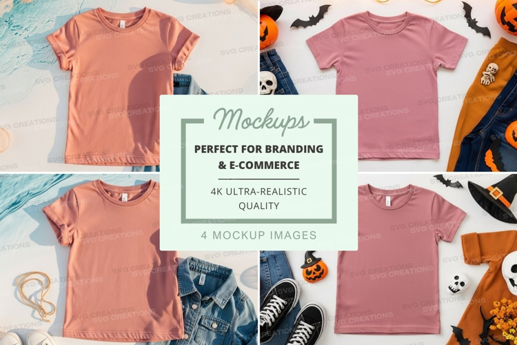 Mockup: kids' halloween t-shirts