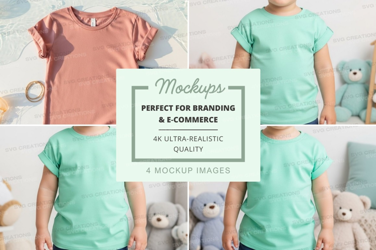 Mockup: children's t-shirts with stuffed animals