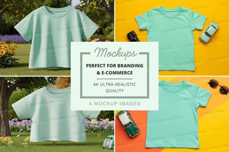 Mockup collection of light blue t-shirts