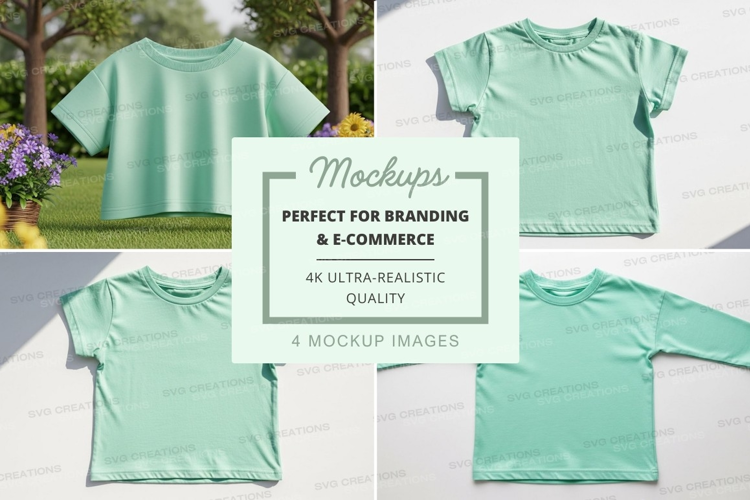 Mockup collection of light green t-shirts