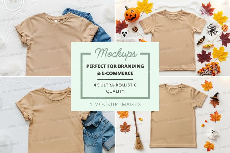 Mockup of autumn-themed kids' clothing