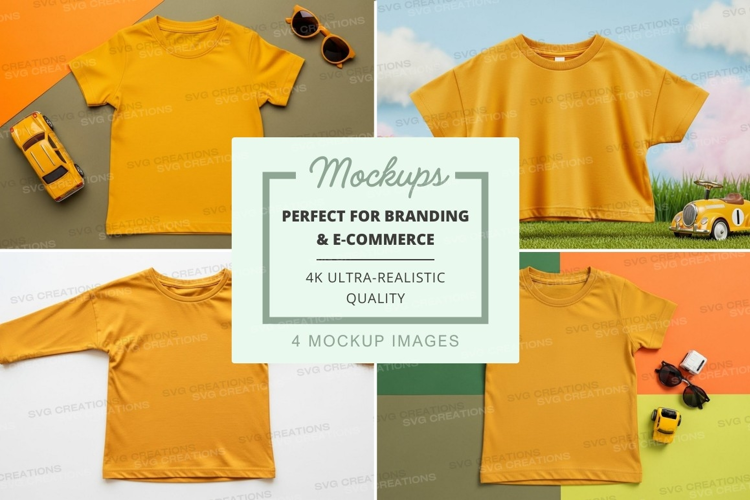 Mockup collection of yellow t-shirts