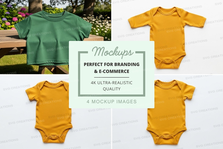 Mockup: collection of baby bodysuits