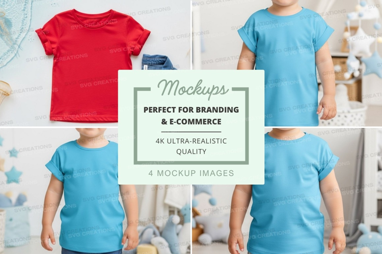 Mockup: children's t-shirts in red and blue