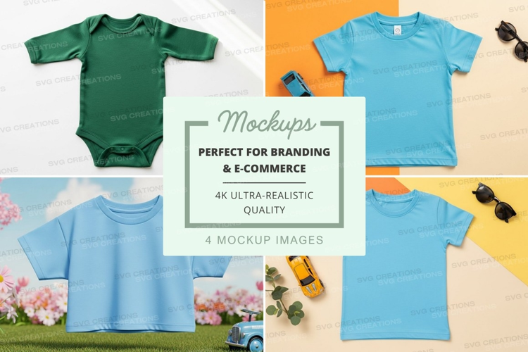 Mockup: assorted baby clothing collection