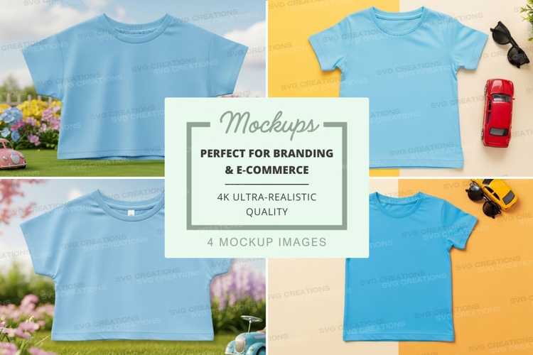 Mockup collection of light blue t-shirts