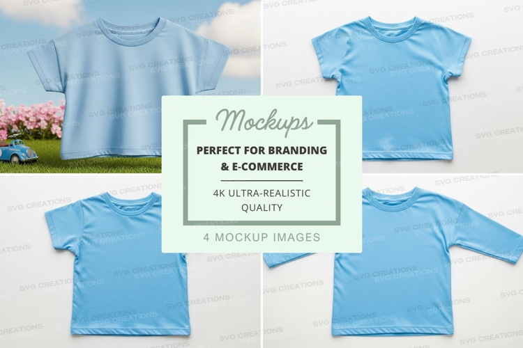 Mockup of light blue t-shirts