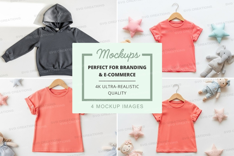Mockup of children's clothing and toys