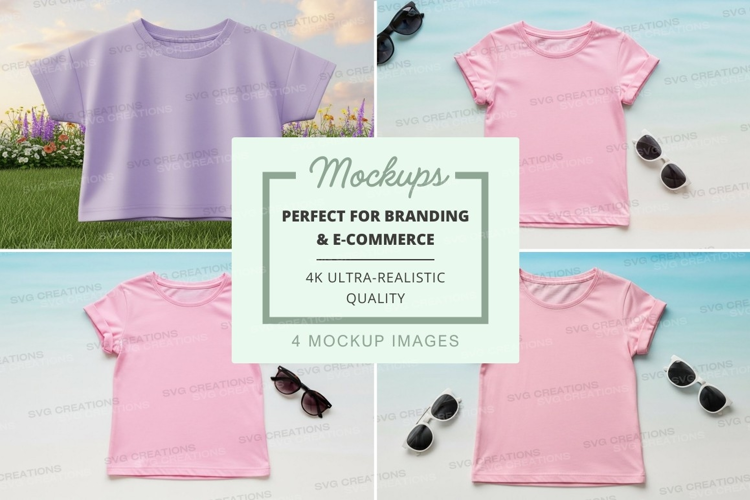 Mockup: collection of pastel t-shirts