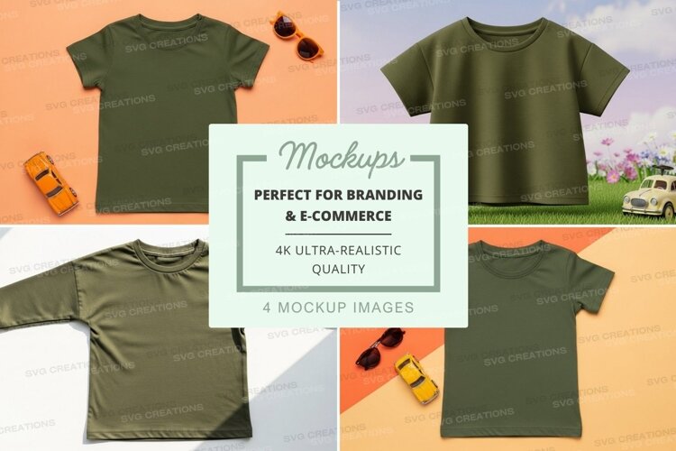 Mockup collection of green t-shirts example image 1