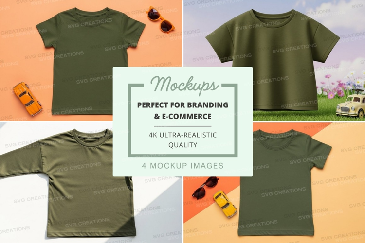 Mockup collection of green t-shirts