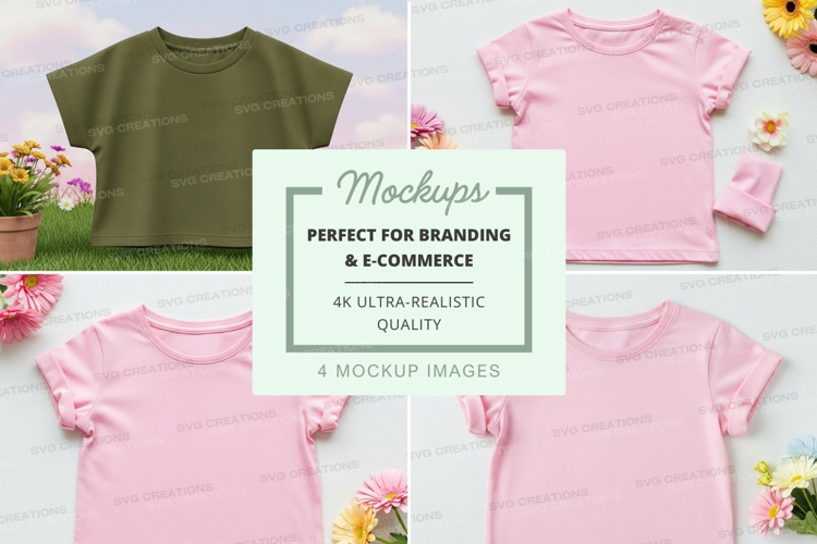 Mockup of t-shirts in a spring setting