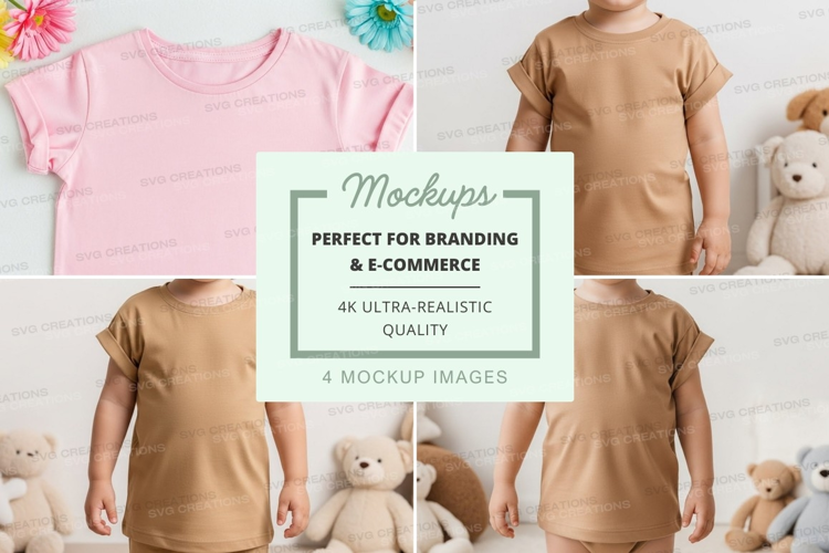 Mockup of children's t-shirts with stuffed animals
