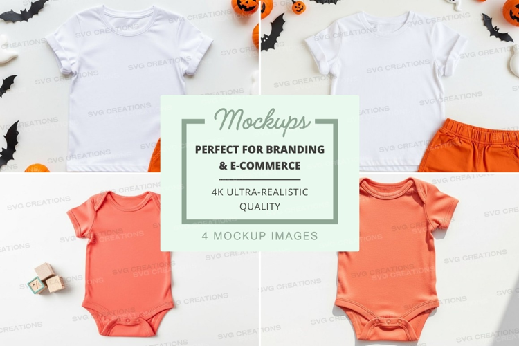 Mockup: halloween-themed baby clothes