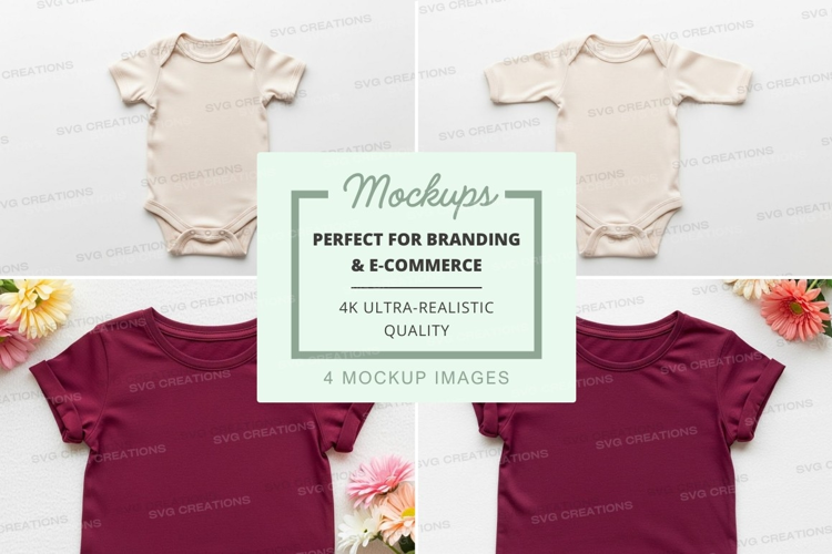 Mockup: baby clothes with flowers