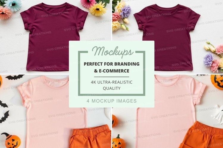 Mockup of children's clothing with halloween themes