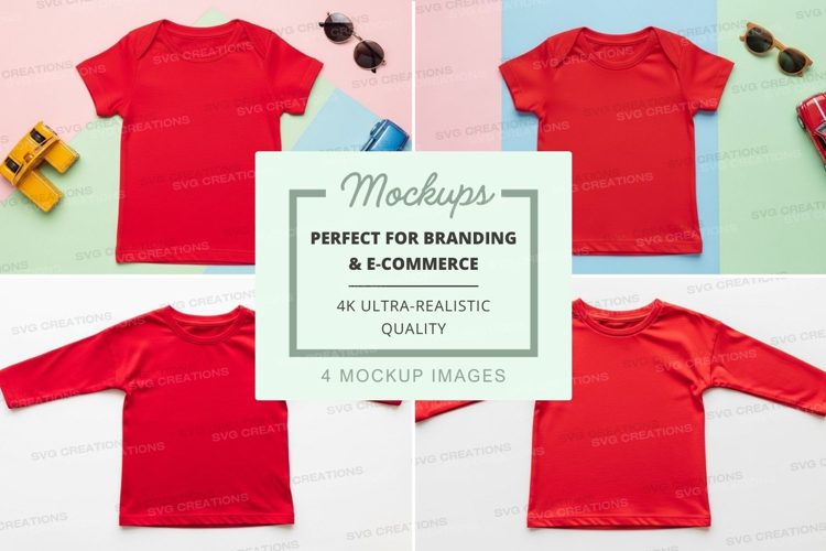 Mockup: collection of red t-shirts