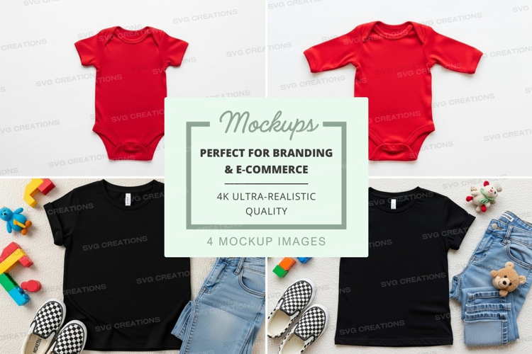 Mockup of baby clothing with toys