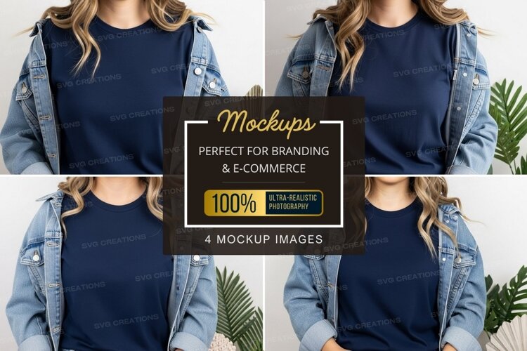 Casual navy blue t-shirt mockup example image 1